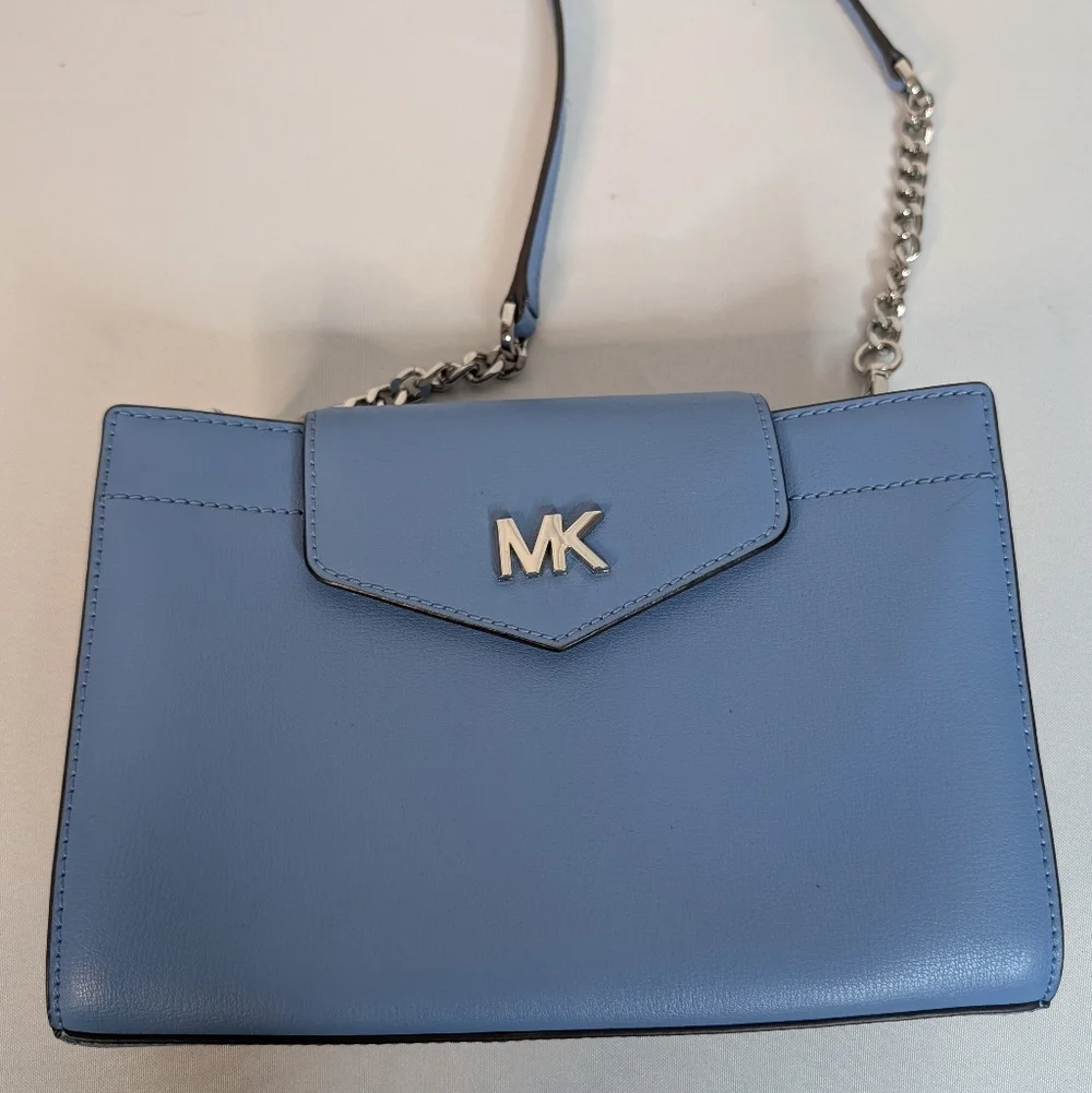 Michael Kors Mott French Blue Crossbody Large Clutch Purse EUC - Picture 14 of 14